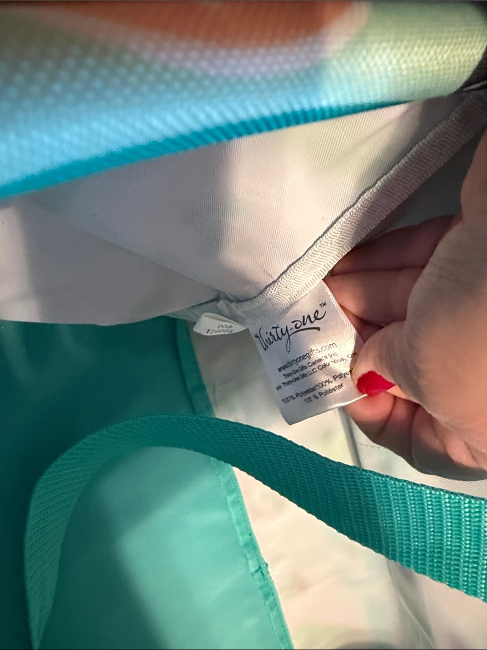 Holiday Snow Globe Tote - Aqua Handles - Picture 3 of 6